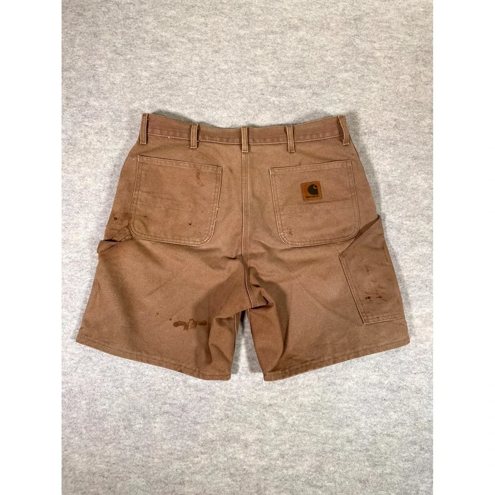 Carhartt Washed Duck Work Carpenter Shorts Mens 36 Brown Cotton Logo High Rise
